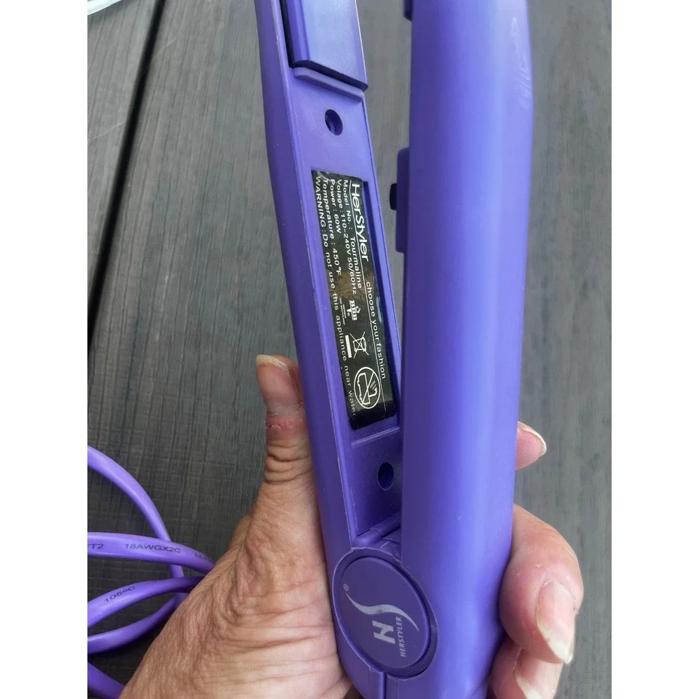 HerStyler Purple Tourmaline Flat Iron 1 Inch Hair Straightener 450F Dual Voltage